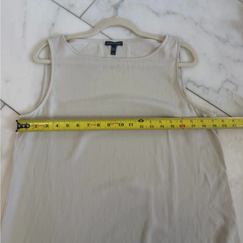 Eileen Fisher Women’s Medium Off-White Cream 100% Silk Sleeveless Hi Lo Blouse - Picture 6 of 6